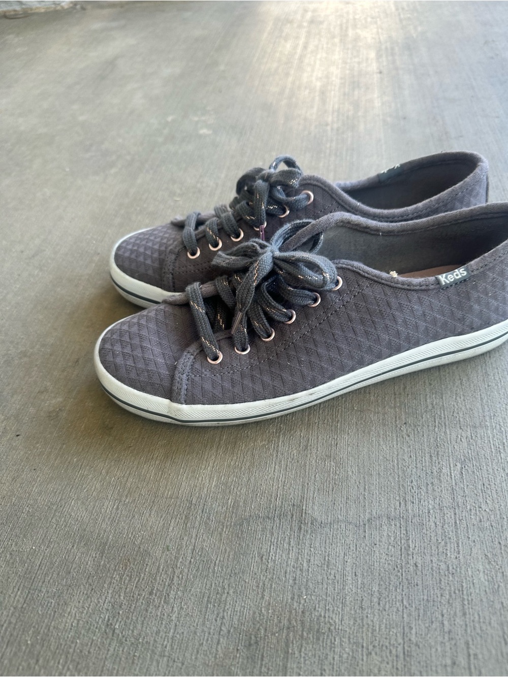 Keds Women's Charcoal Quilted Lace-Up Sneakers